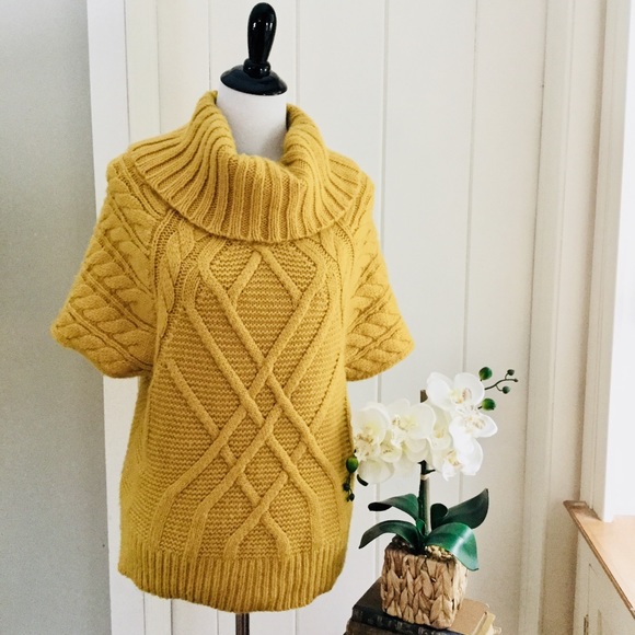 LOFT Sweaters - LOFT Mustard Gold Chunky Cable Cowl Neck Sweater